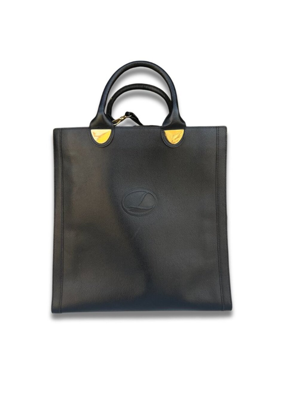 Lederer Black Leather Office Tote Bag With Gold-Tone Hardware & Handles - Picture 2 of 13